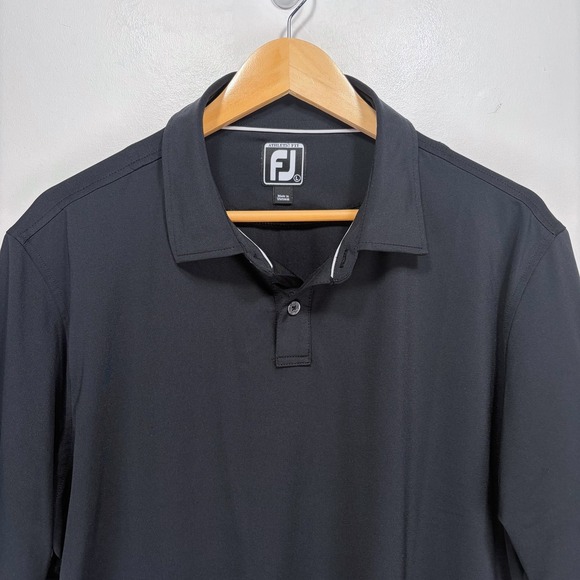 FootJoy Performance Polo Golf Shirt Men Large Black Short Sleeve Wicking Stretch - Picture 4 of 12